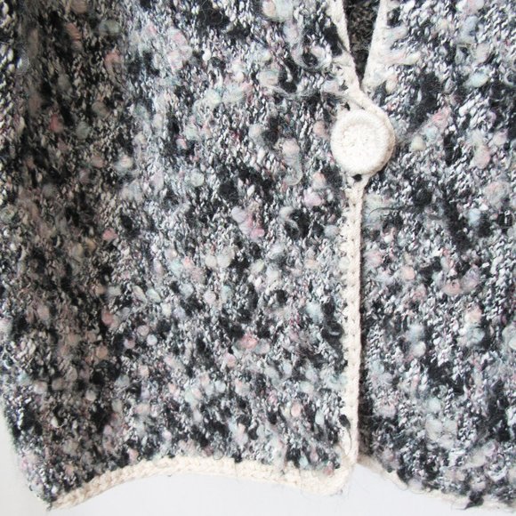 VINTAGE Chic Sophisticated Angora Knit Cardigan Sweater Textured Knit Jacket-M - Picture 5 of 8